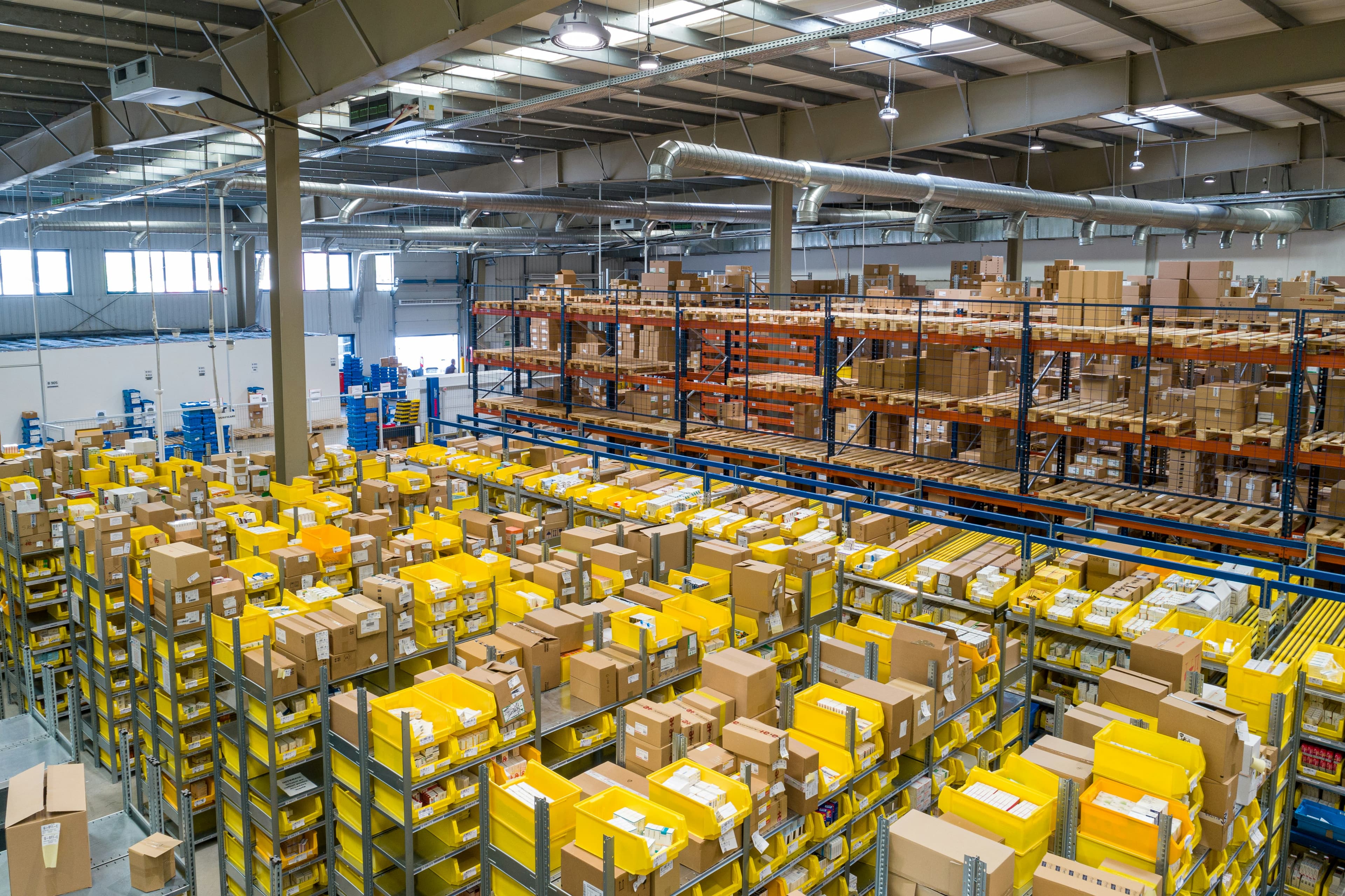 Sustainable e-commerce packaging and supplement boxes prepared for fulfillment